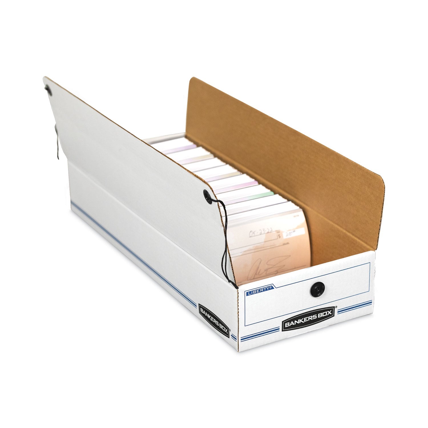 Bankers Box LIBERTY Check and Form Boxes, 9.25" x 15" x 4.25", White/Blue, 12/Carton