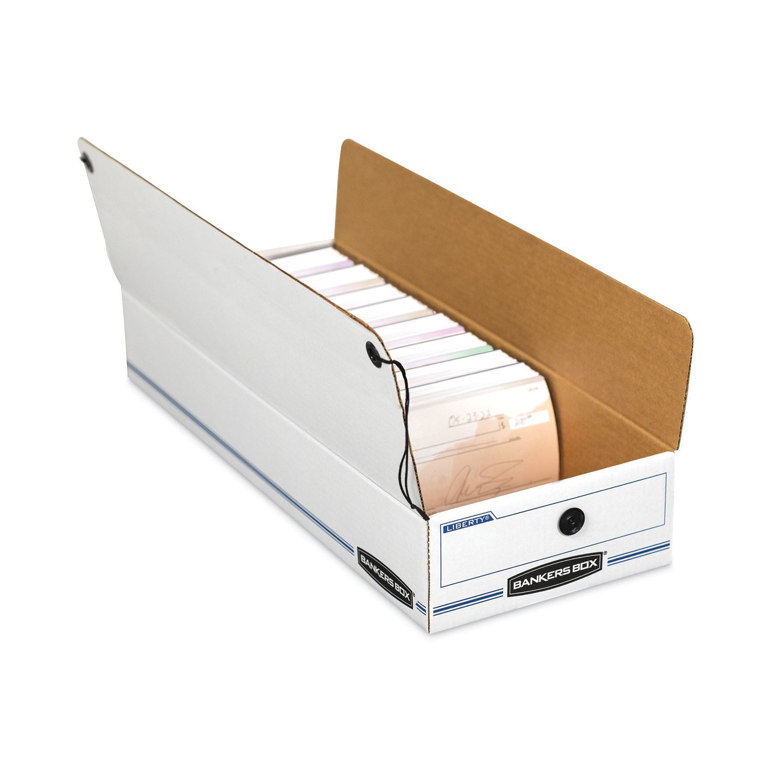 Bankers Box LIBERTY Check and Form Boxes, 9" x 24" x 6.38", White/Blue, 12/Carton