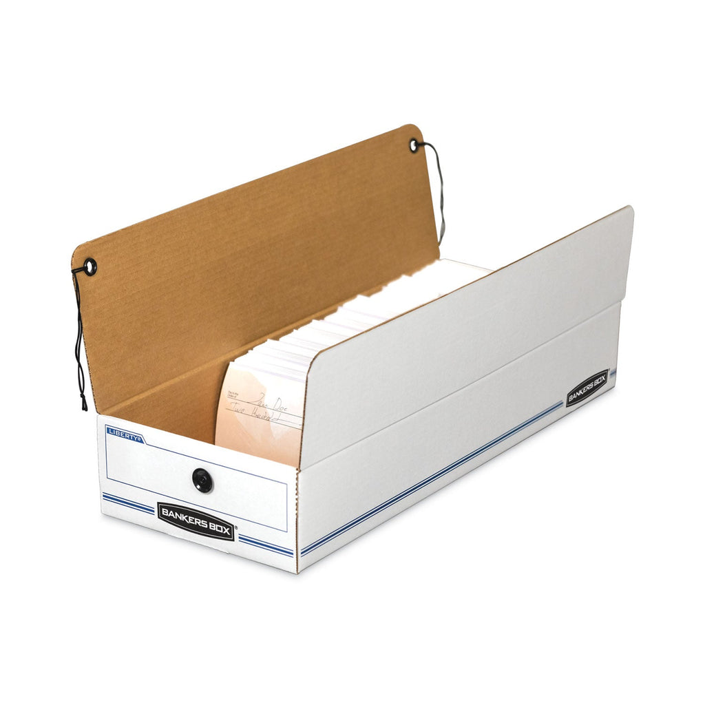 Bankers Box LIBERTY Check and Form Boxes, 9.5" x 23.75" x 4.5", White/Blue, 12/Carton
