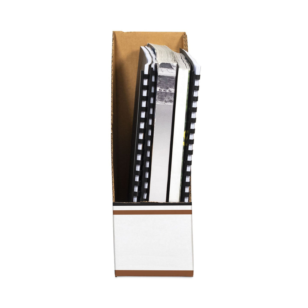 Bankers Box Corrugated Cardboard Magazine File, 4 x 11 x 12.25, Wood Grain, 12/Carton