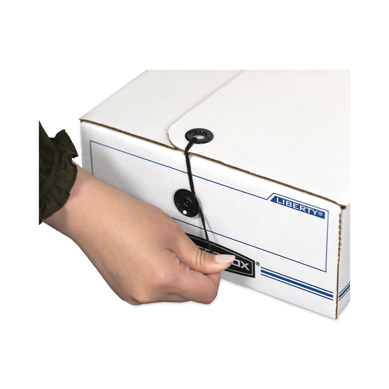 Bankers Box LIBERTY Check and Form Boxes, 11" x 24" x 5", White/Blue, 12/Carton