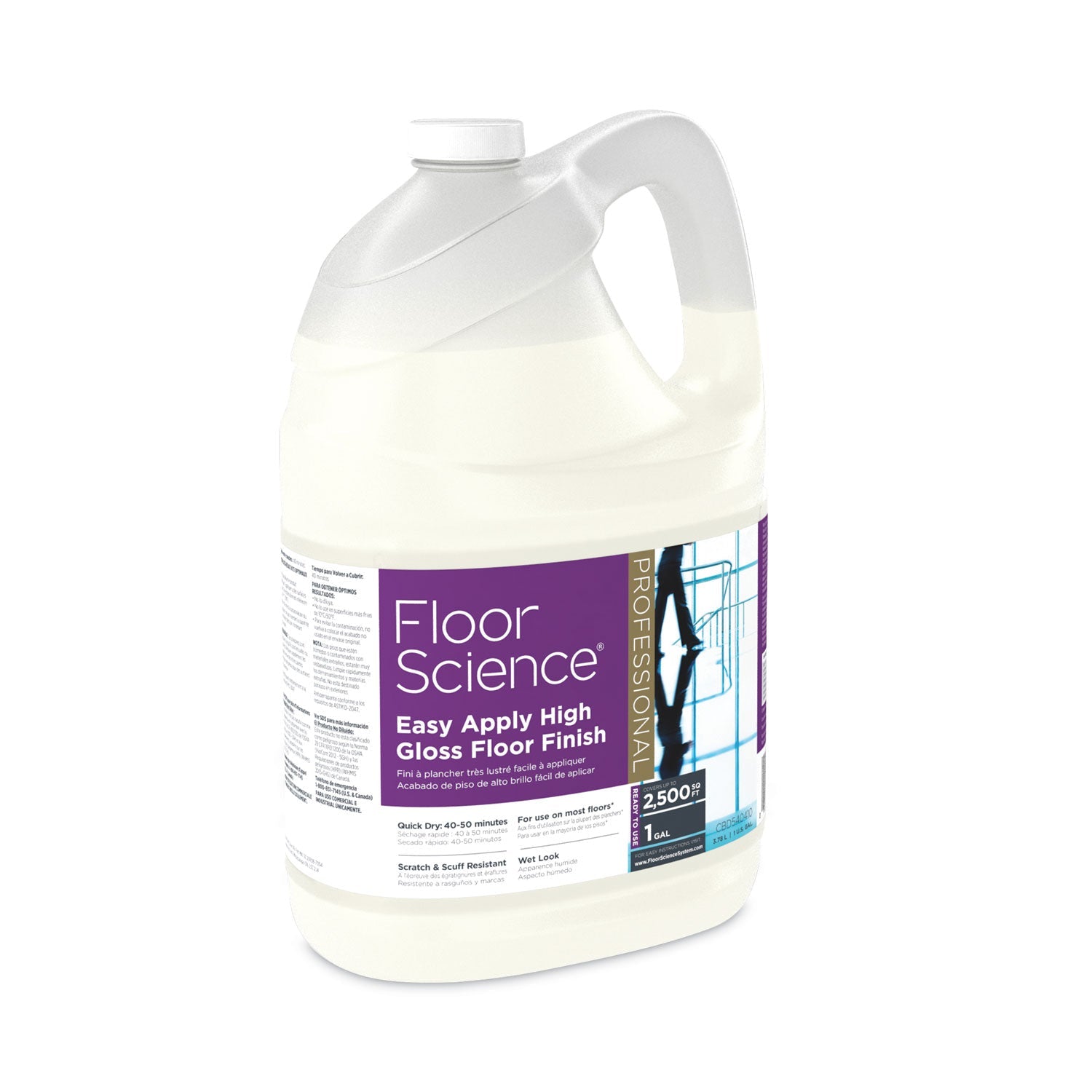 Diversey Floor Science Premium High Gloss Floor Finish, Clear Scent, 1 gal Container,4/CT