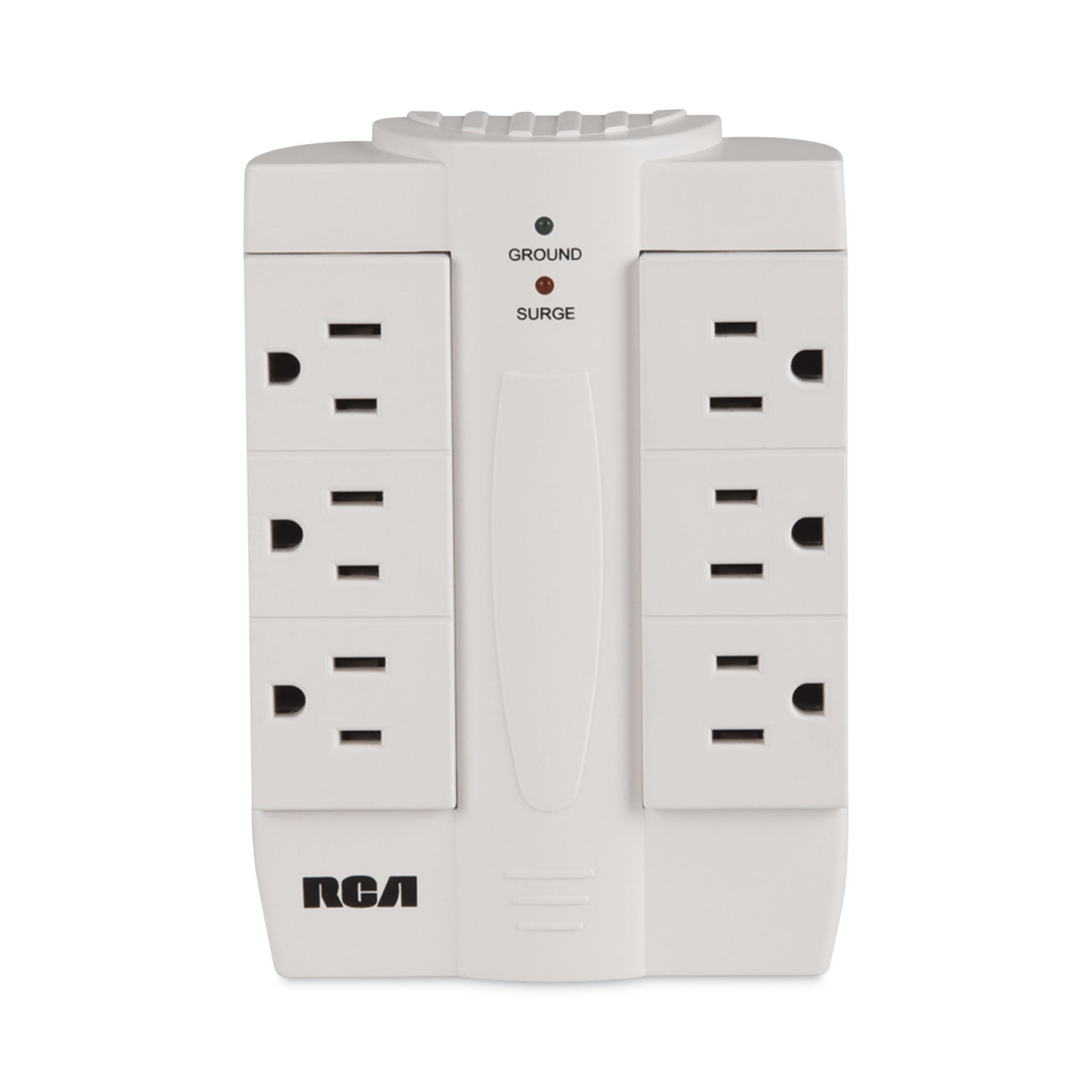 RCA 6 Outlet Swivel Surge Protector, 6 AC Outlets, 1,200 J, White