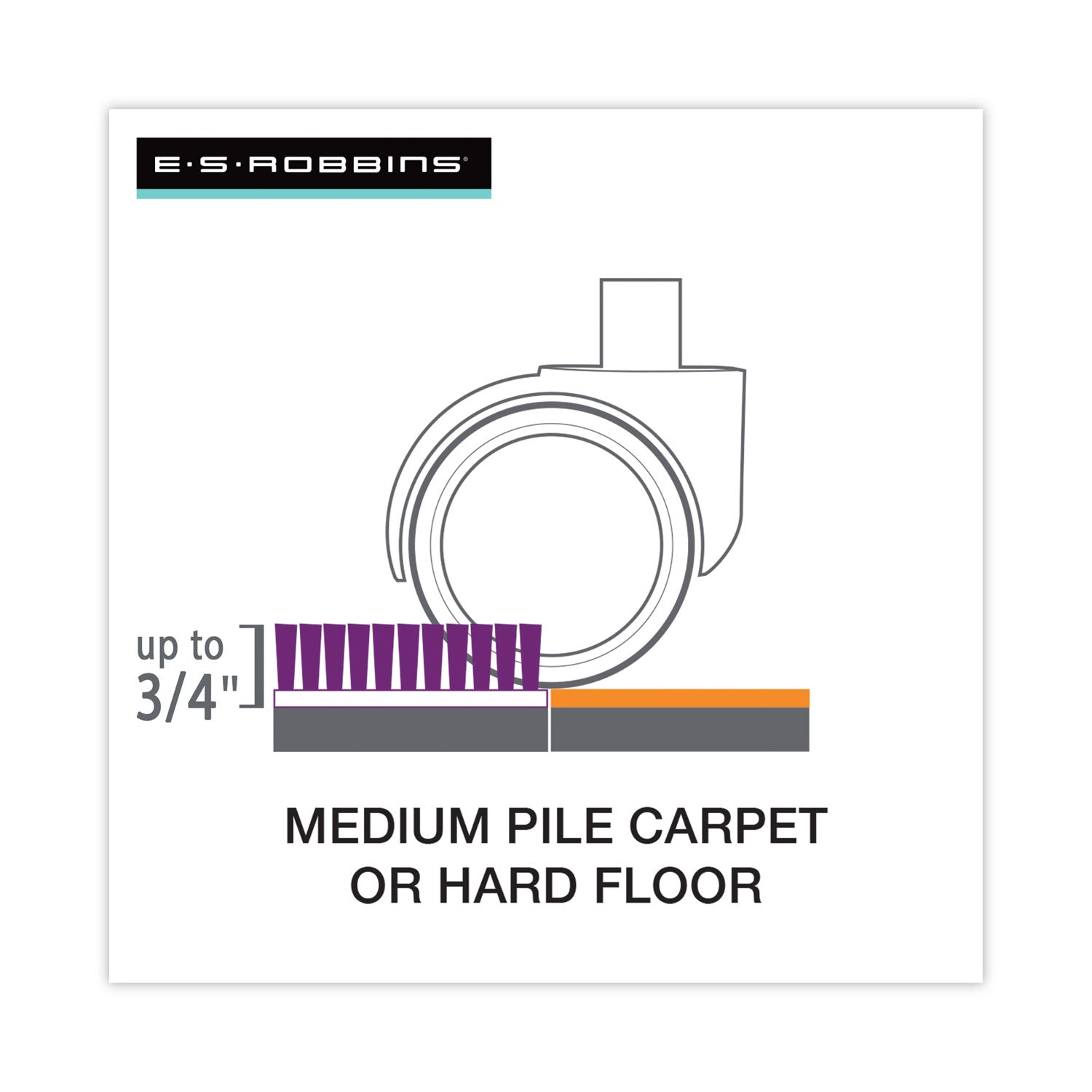 ES Robbins Floor+Mate, For Hard Floor to Medium Pile Carpet up to 0.75", 36 x 48, Black