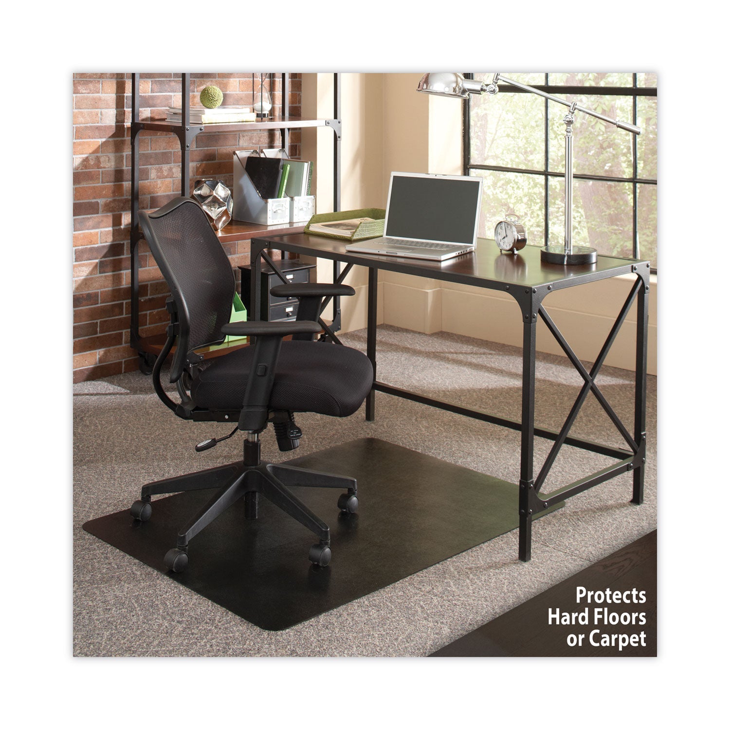 ES Robbins Floor+Mate, For Hard Floor to Medium Pile Carpet up to 0.75", 36 x 48, Black