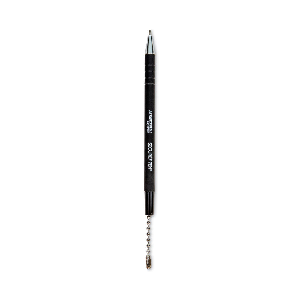 CONTROLTEK Antimicrobial Counter Chain Pen, Medium, 1 mm, Black Ink, Black