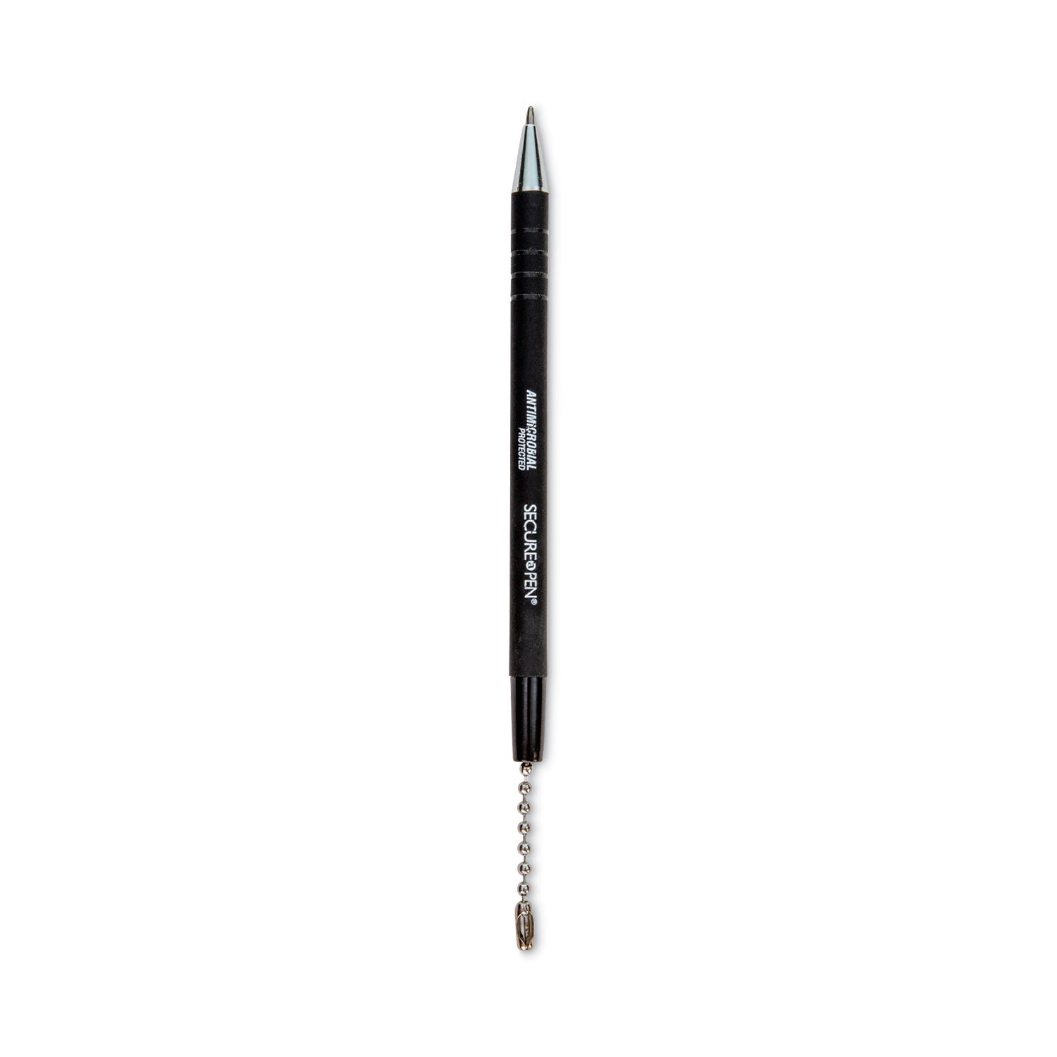 CONTROLTEK Antimicrobial Counter Chain Pen, Medium, 1 mm, Black Ink, Black