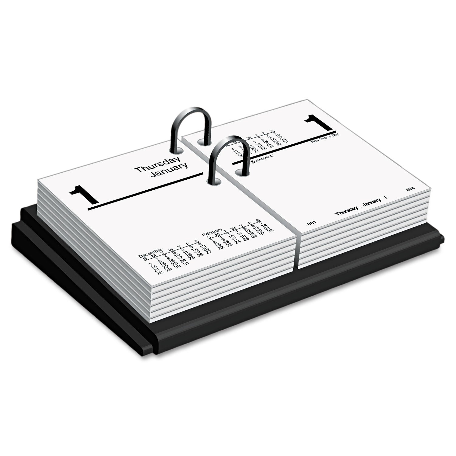 AT-A-GLANCE Desk Calendar Base for Loose-Leaf Refill, 3 x 3.75, Black