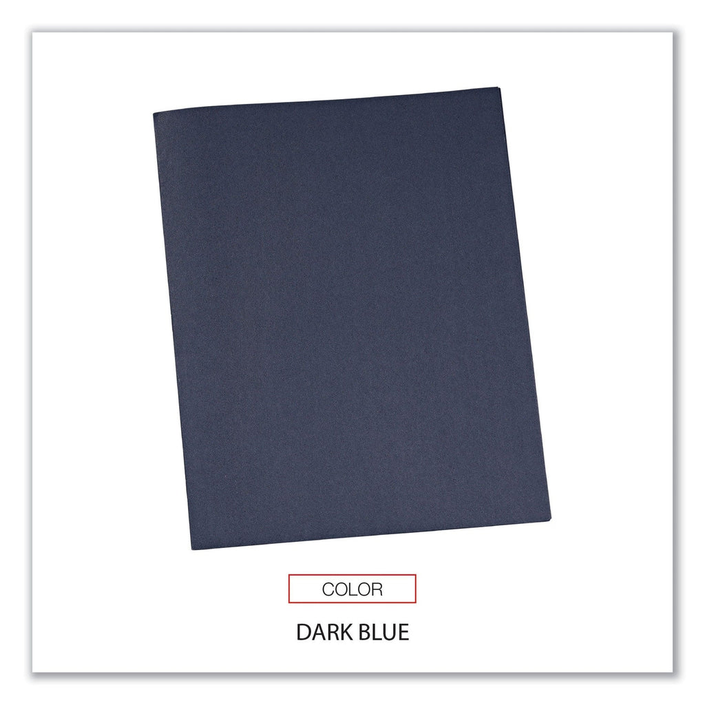 Universal Two-Pocket Portfolios with Tang Fasteners, 0.5" Capacity, 11 x 8.5, Dark Blue, 25/Box