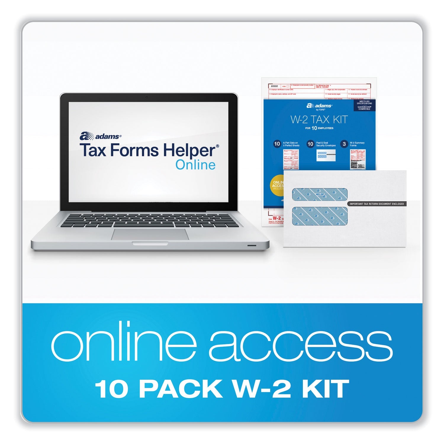 Adams Six-Part W-2 Online Tax Kit, Six-Part Carbonless, 5.5 x 8, 10/Pack