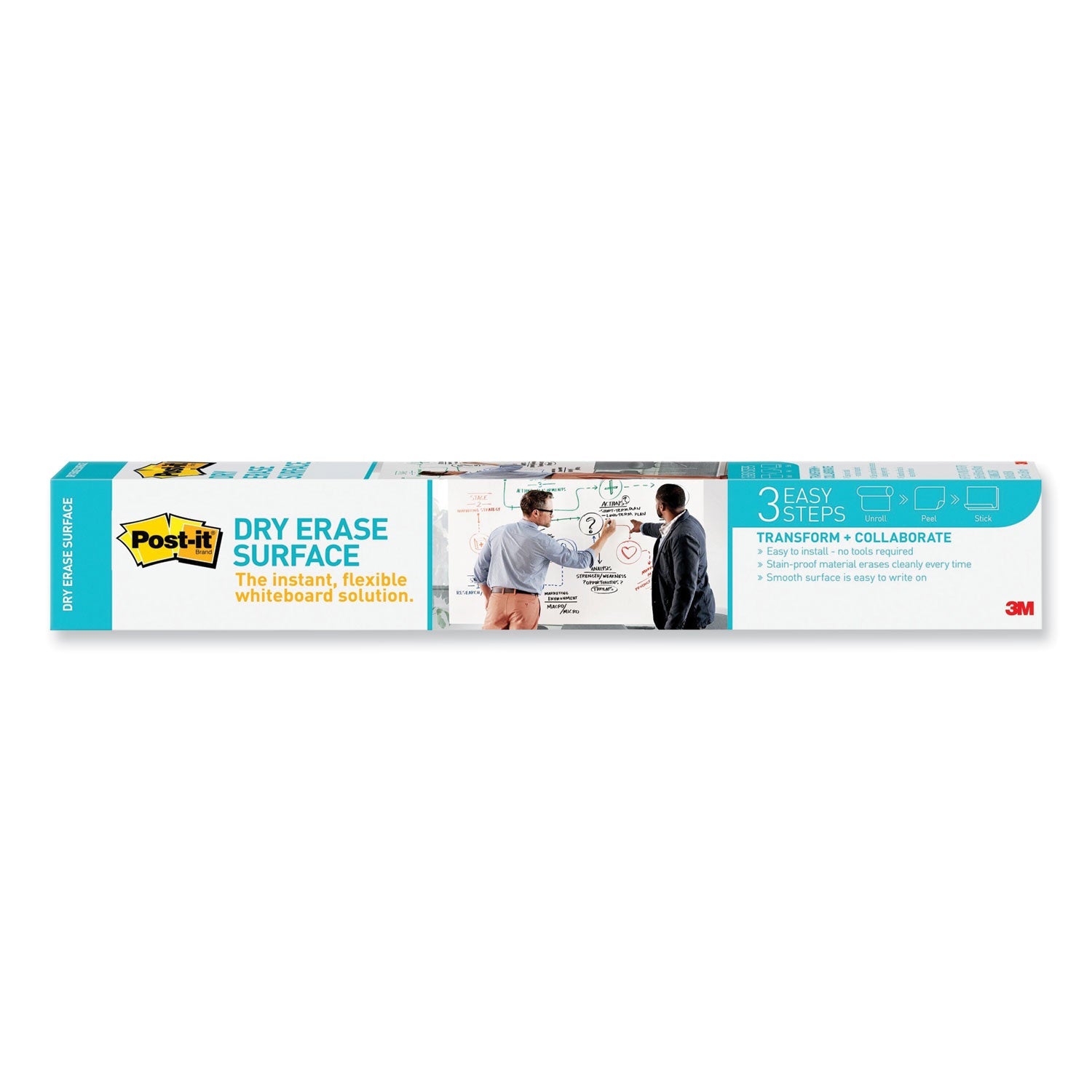 Post-it Dry Erase Surface with Adhesive Backing, 36" x 24", White