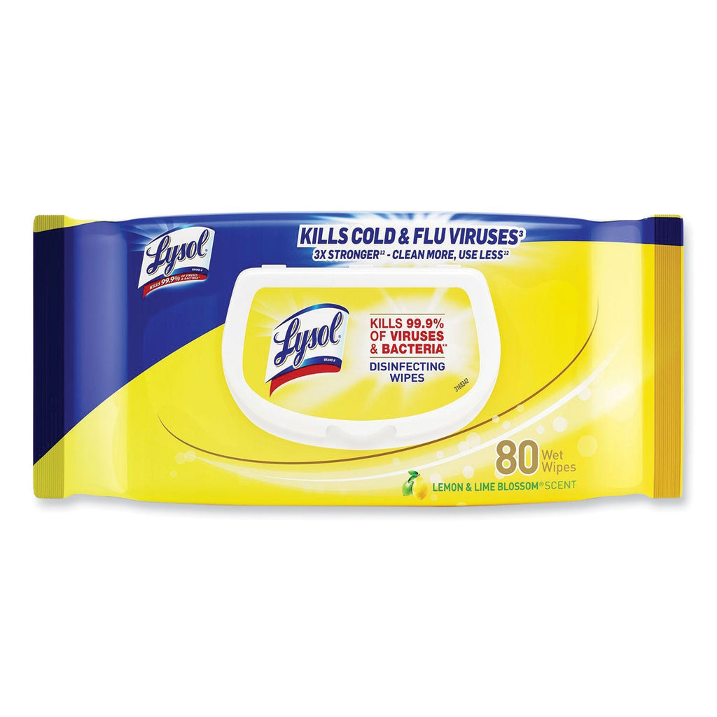 LYSOL Disinfecting Wipes Flatpacks, 6.69 x 7.87, Lemon and Lime Blossom, 80 Wipes/Flat Pack