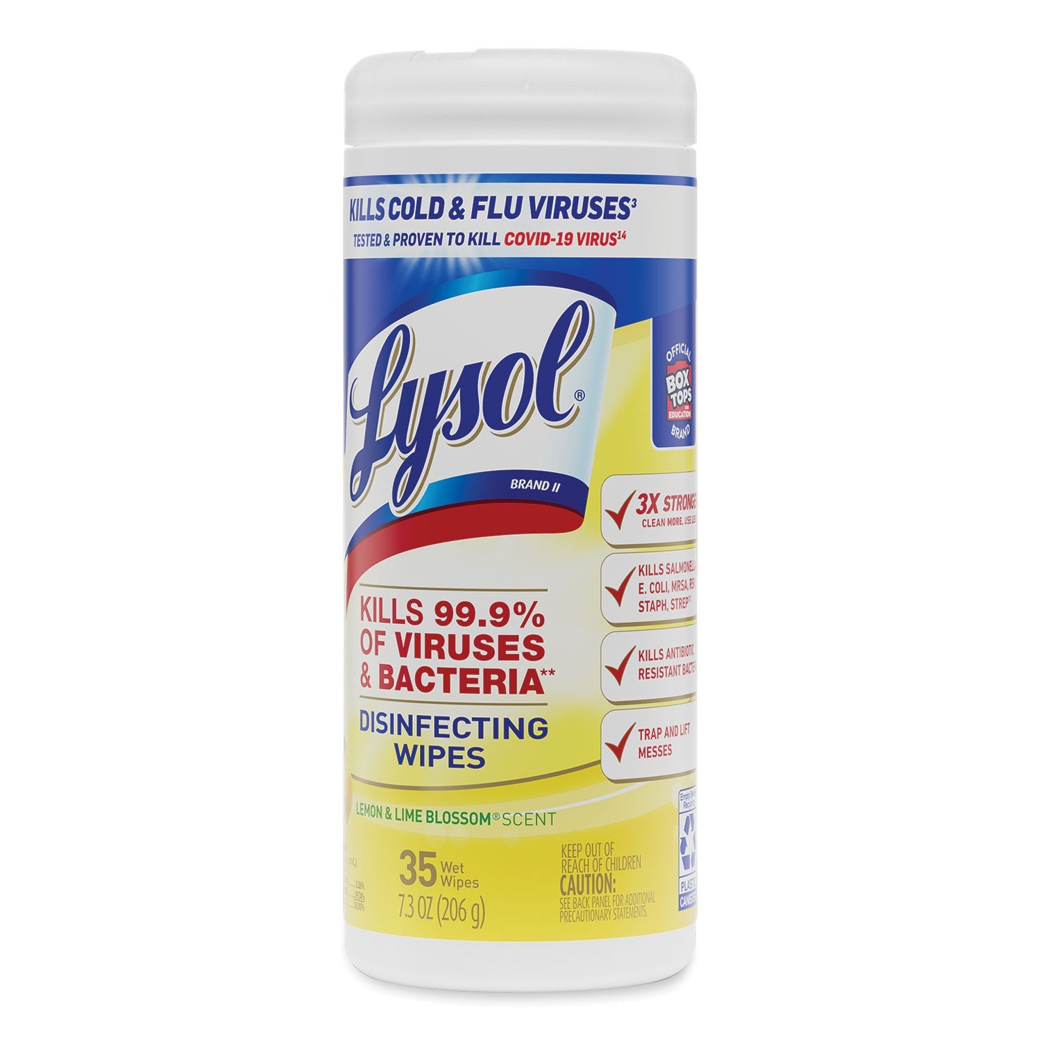 LYSOL Disinfecting Wipes, 7 x 7.25, Lemon and Lime Blossom, 35 Wipes/Canister, 12 Canisters/Carton