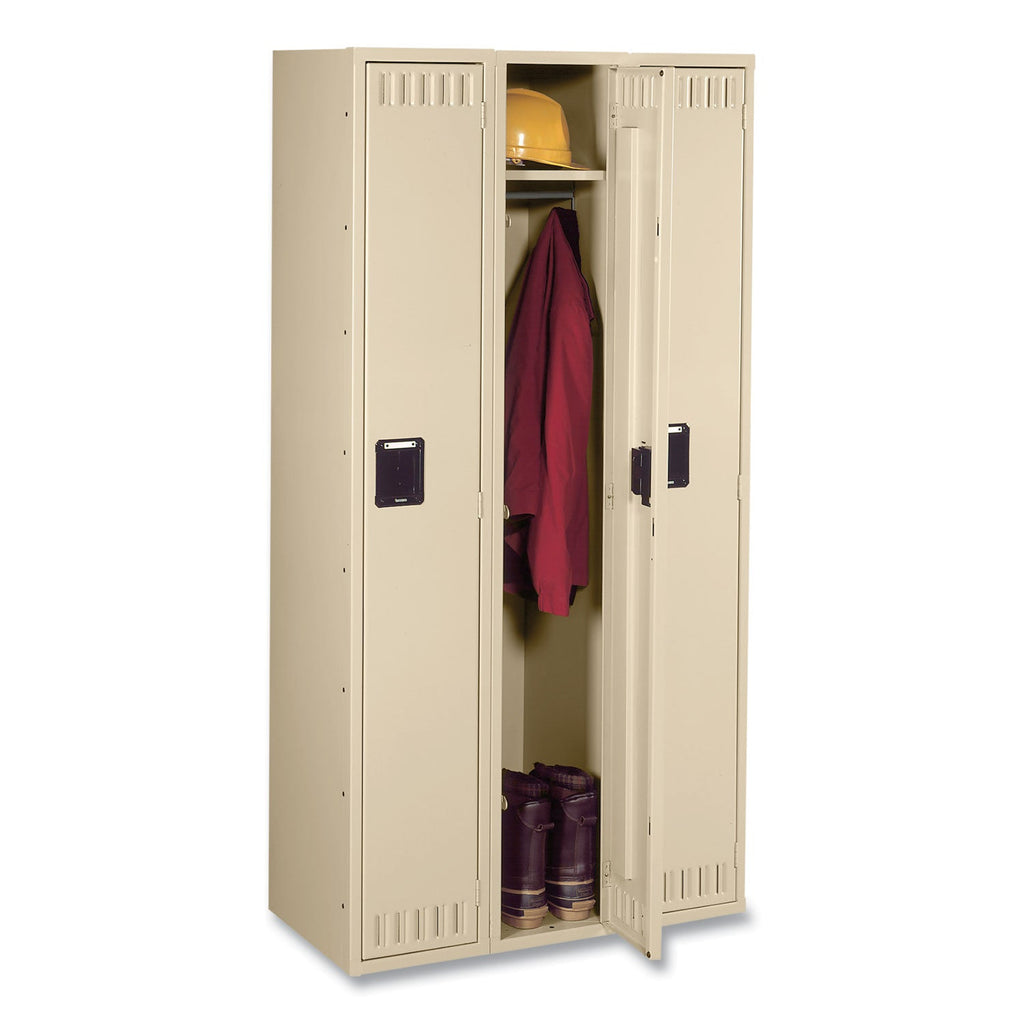 Tennsco Single-Tier Locker, Three Lockers with Hat Shelves and Coat Rods, 36" x 18" x 72", Sand