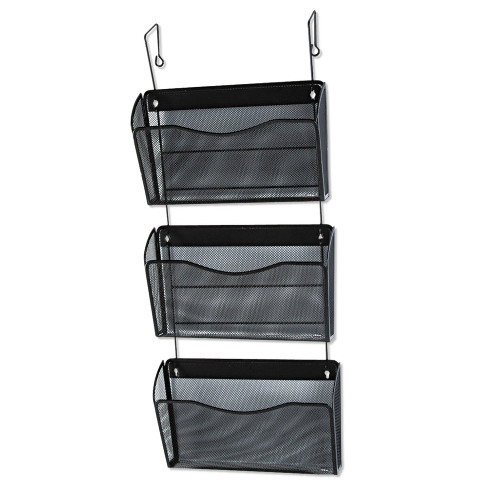 Rolodex Mesh Three-Pack Wall Files, 3 Sections, Letter Size, 14" x 6.63" x 33.5", Black, 3/Pack