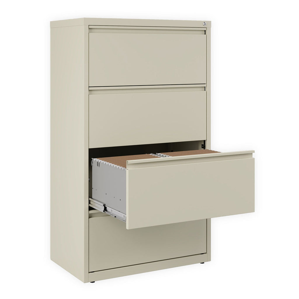 Alera Lateral File, 4 Legal/Letter-Size File Drawers, Putty, 30" x 18.63" x 52.5"