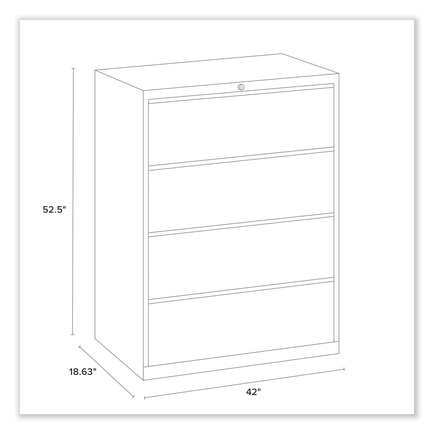 Alera Lateral File, 4 Legal/Letter-Size File Drawers, Light Gray, 42" x 18.63" x 52.5"