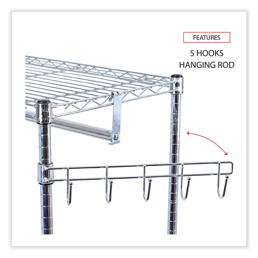 Alera Wire Shelving Garment Rack, 30 Garments, 36w x 18d x 75h, Silver