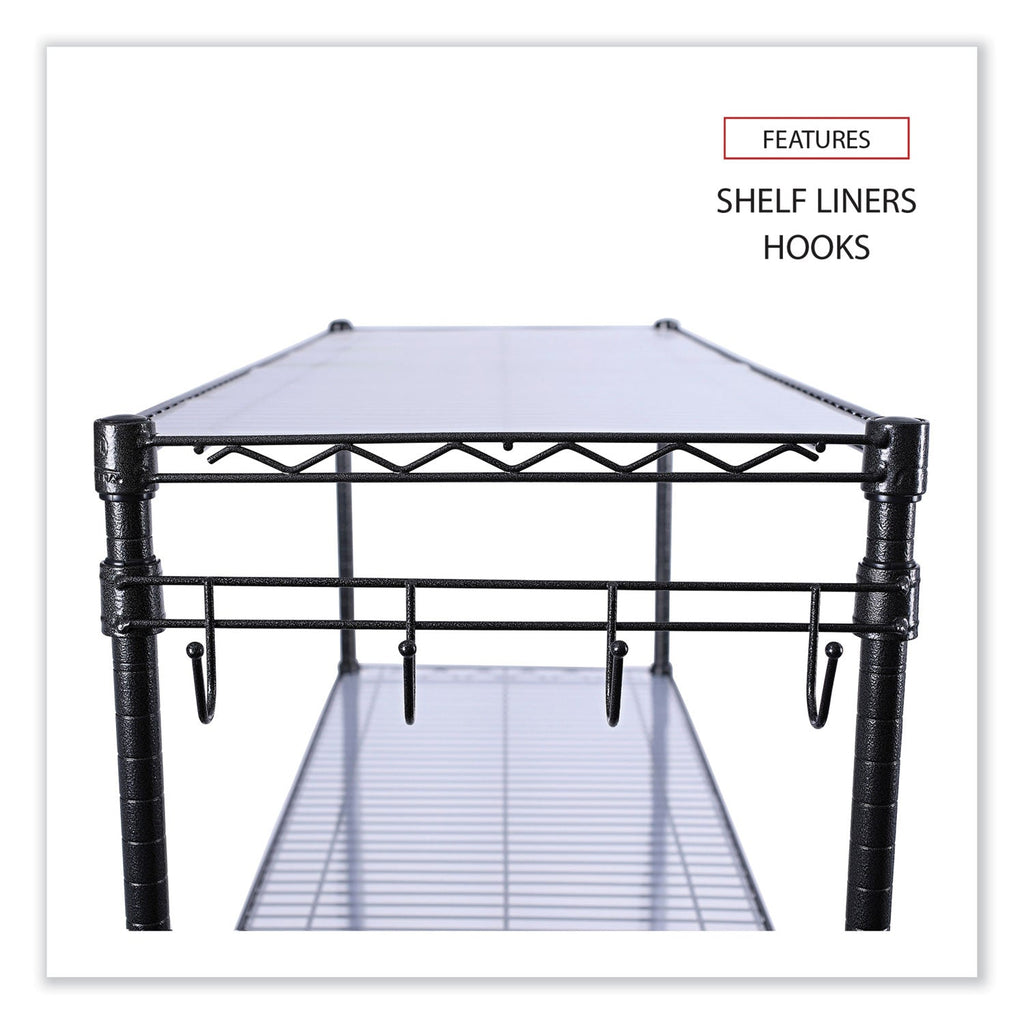 Alera 5-Shelf Wire Shelving Kit with Casters and Shelf Liners, 48w x 18d x 72h, Black Anthracite