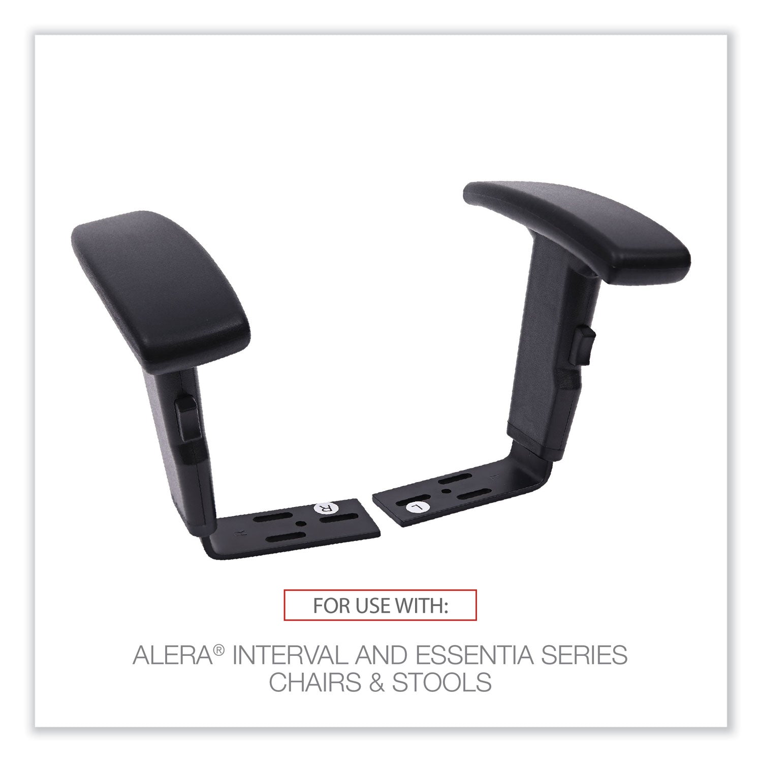 Alera Optional Height-Adjustable T-Arms for Alera Essentia and Interval Series Chairs, Black, 2/Set