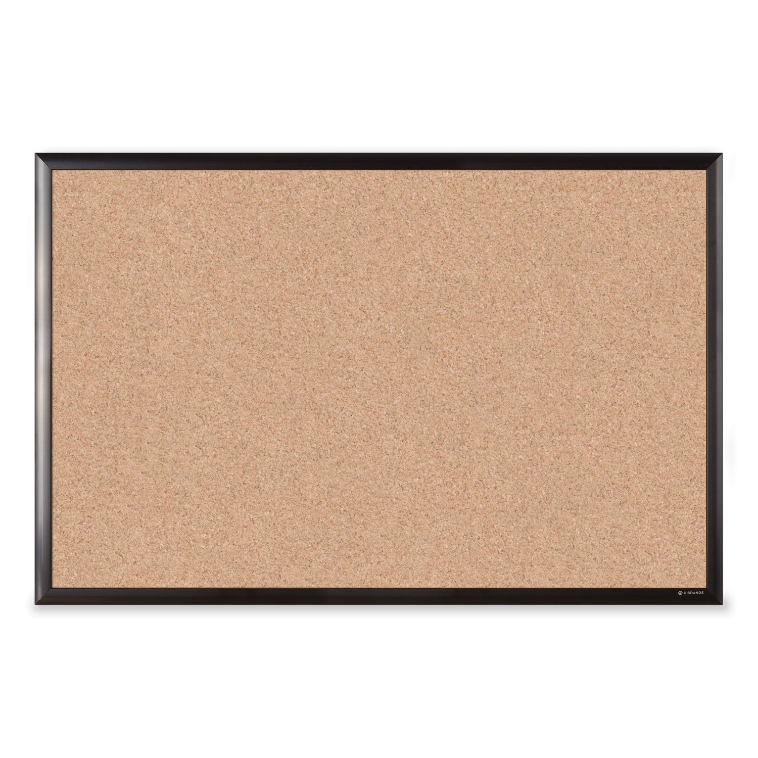 U Brands Cork Bulletin Board with Aluminum Frame, 35 x 23, Natural Surface, Black Frame