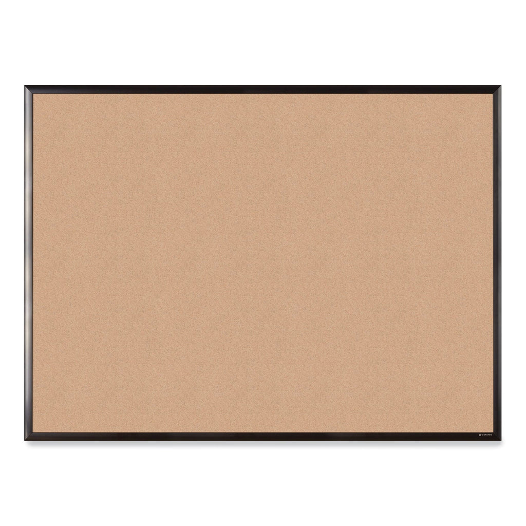 U Brands Cork Bulletin Board with Aluminum Frame, 47 x 35, Natural Surface, Black Frame