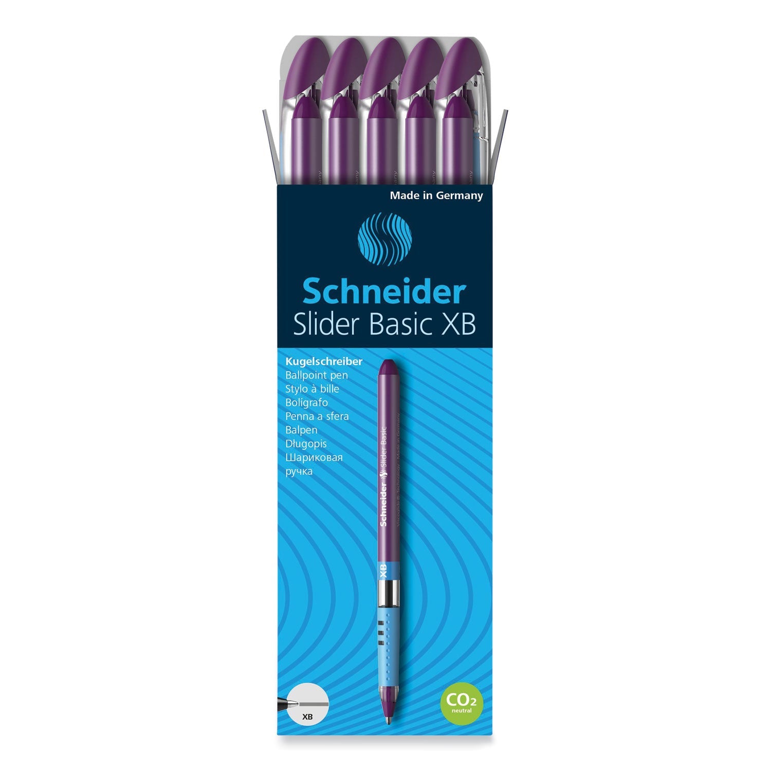 Schneider Slider Basic Ballpoint Pen, Stick, Extra-Bold 1.4 mm, Violet Ink, Violet Barrel, 10/Box