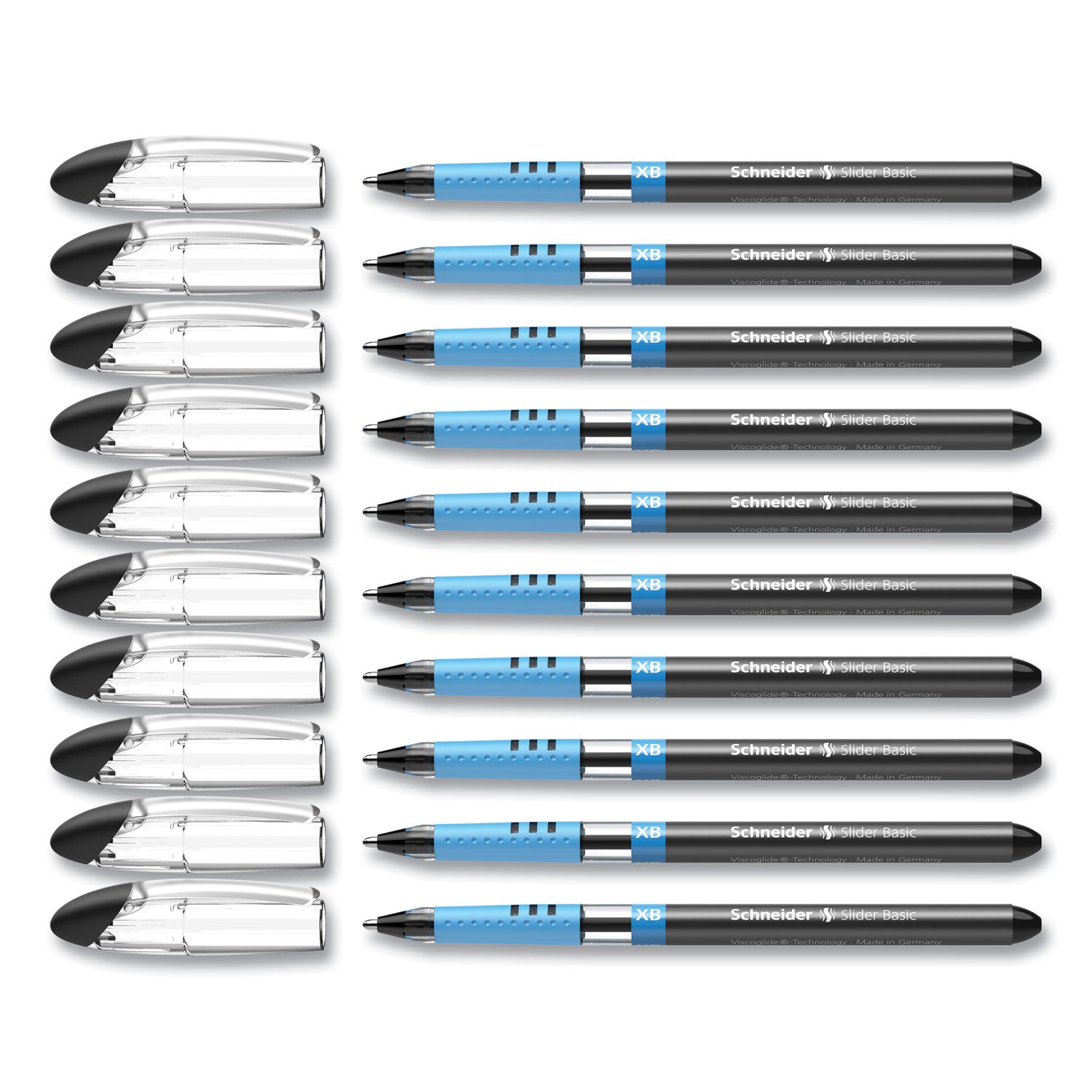 Schneider Slider Basic Ballpoint Pen, Stick, Extra-Bold 1.4 mm, Black Ink, Black Barrel, 10/Box