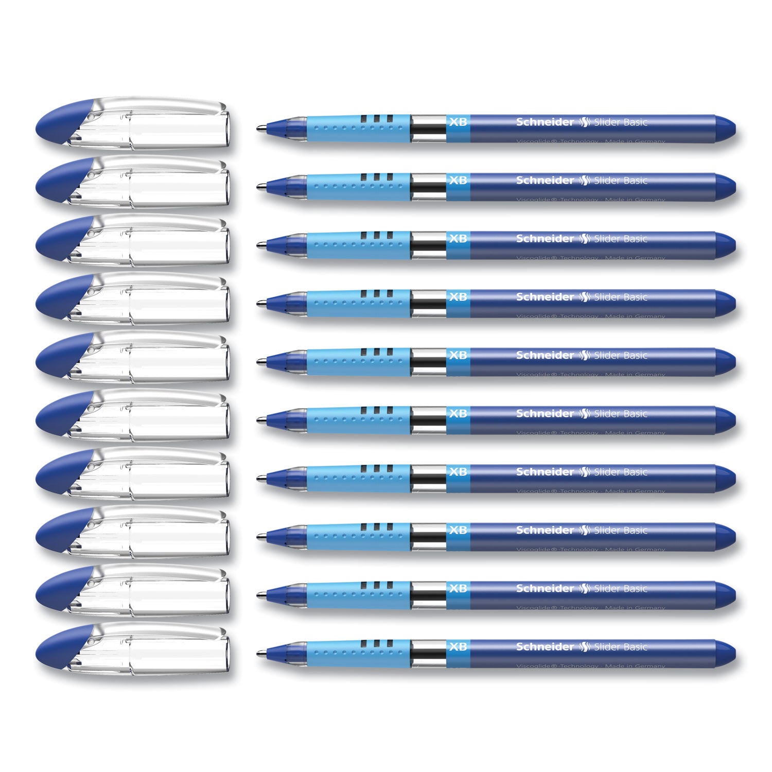 Schneider Slider Basic Ballpoint Pen, Stick, Extra-Bold 1.4 mm, Blue Ink, Blue Barrel, 10/Box