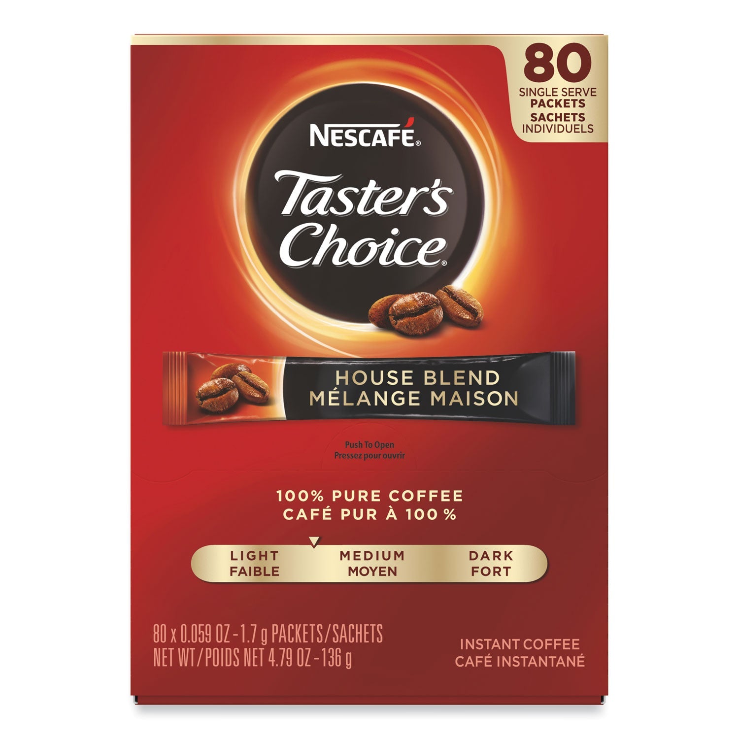 Nescafé Taster's Choice Stick Pack, House Blend, 80/Box