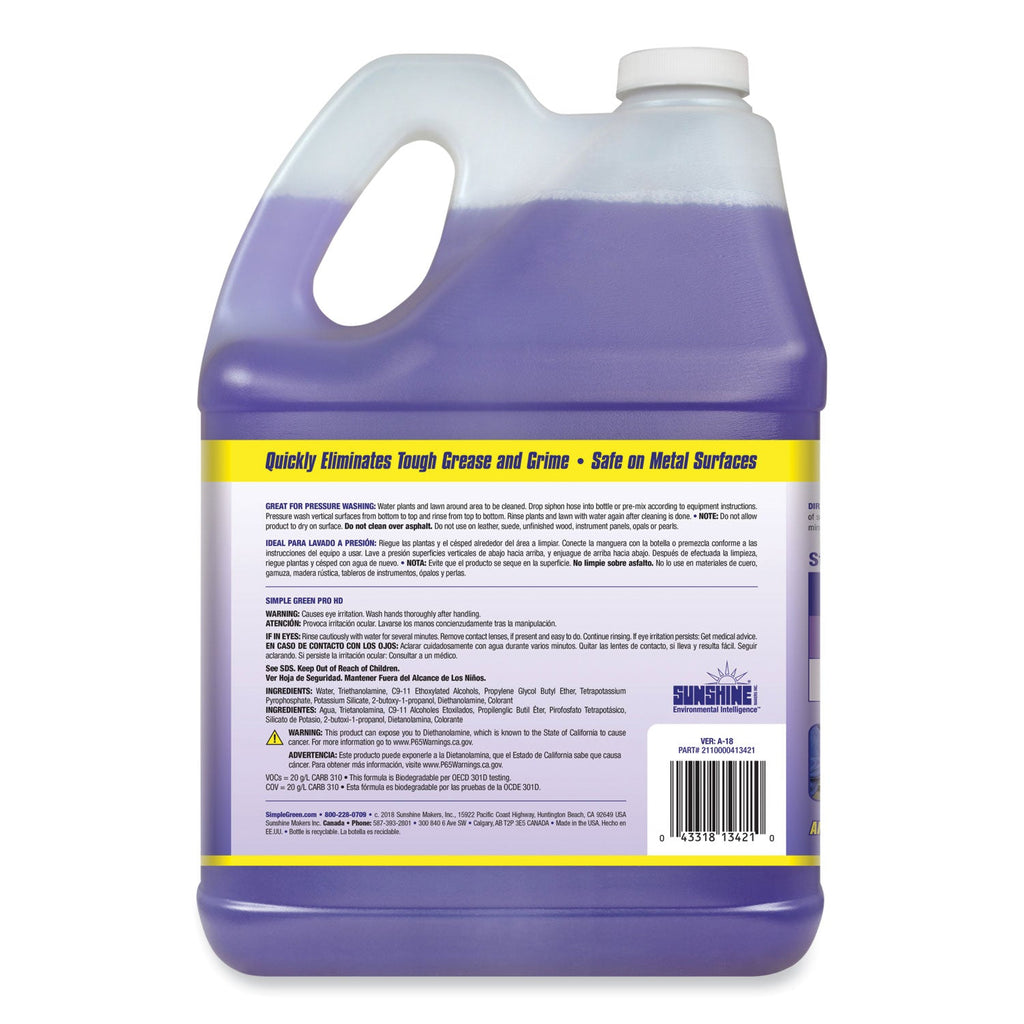 Simple Green Pro HD Heavy-Duty Cleaner, Unscented, 1 gal Bottle, 4/Carton