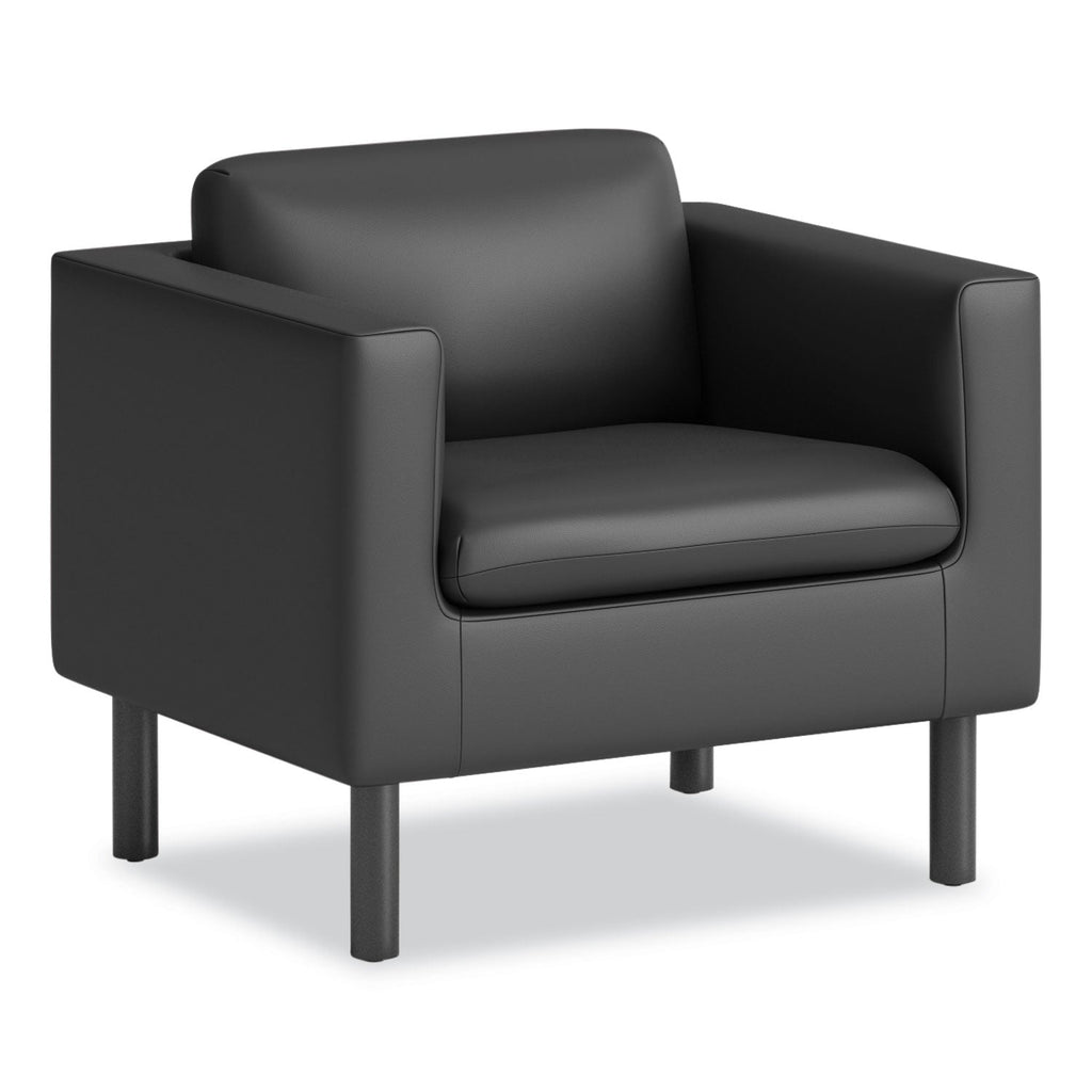 HON Parkwyn Series Club Chair, 33" x 26.75" x 29", Black Seat/Back, Black Base