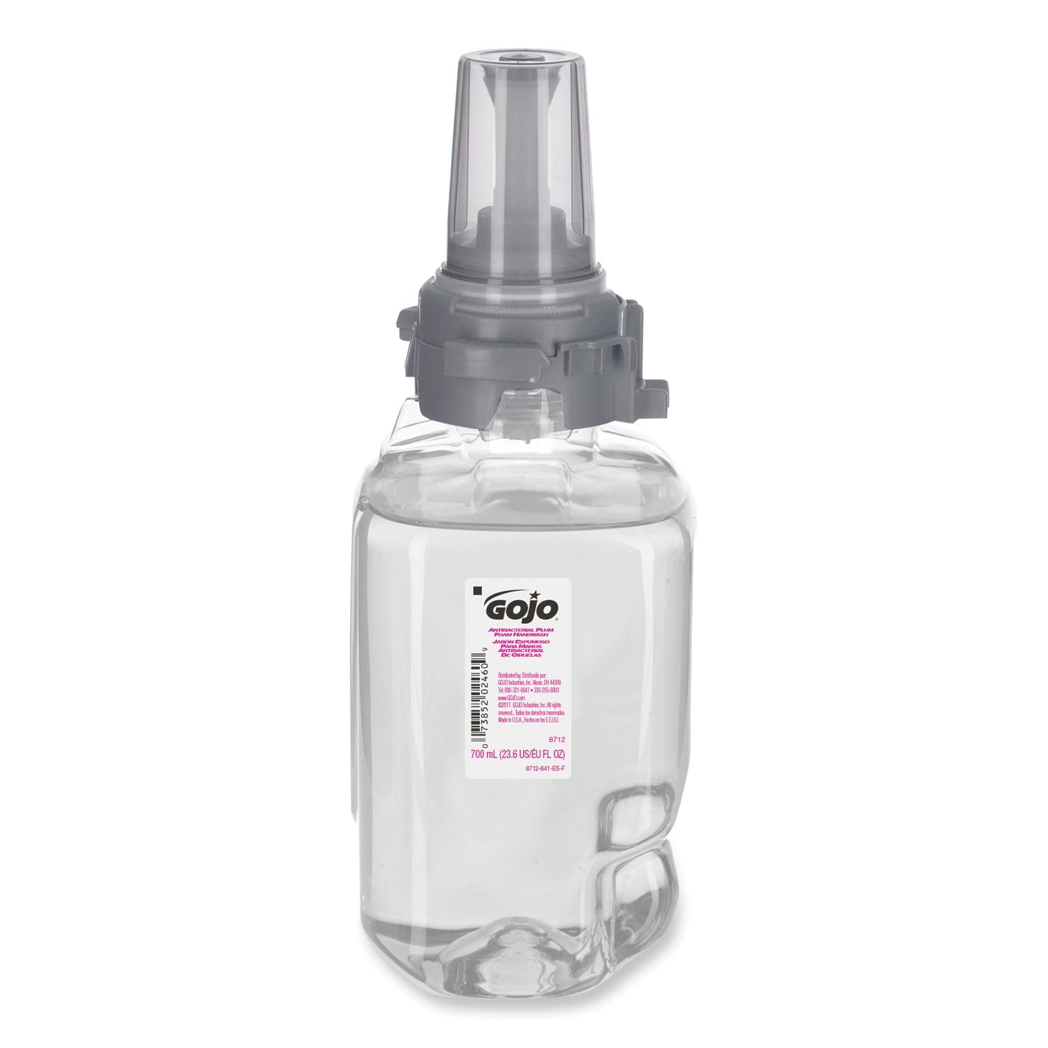 GOJO Antibacterial Foam Hand Wash Refill for ADX-7 Dispensers, Plum Scent, 700 mL, 4/Carton