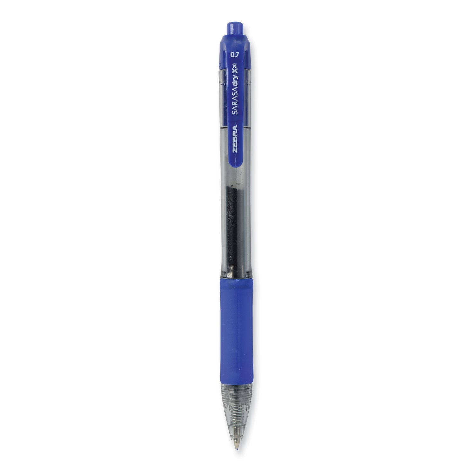 Zebra Sarasa Dry Gel X20 Gel Pen, Retractable, Medium 0.7 mm, Blue Ink, Translucent Blue Barrel, 12/Pack