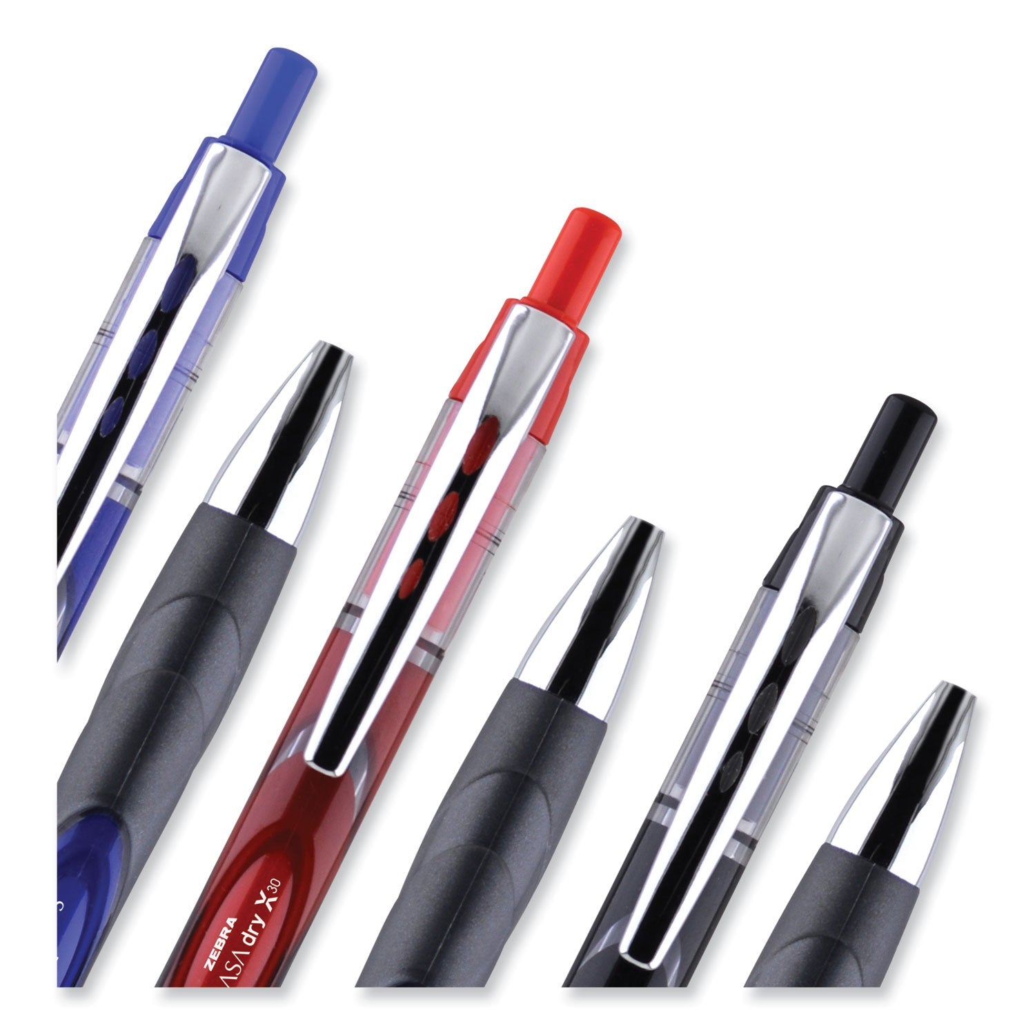 Zebra Sarasa Dry Gel X30 Gel Pen, Retractable, Medium 0.7 mm, Black Ink, Black Barrel, 24/Pack