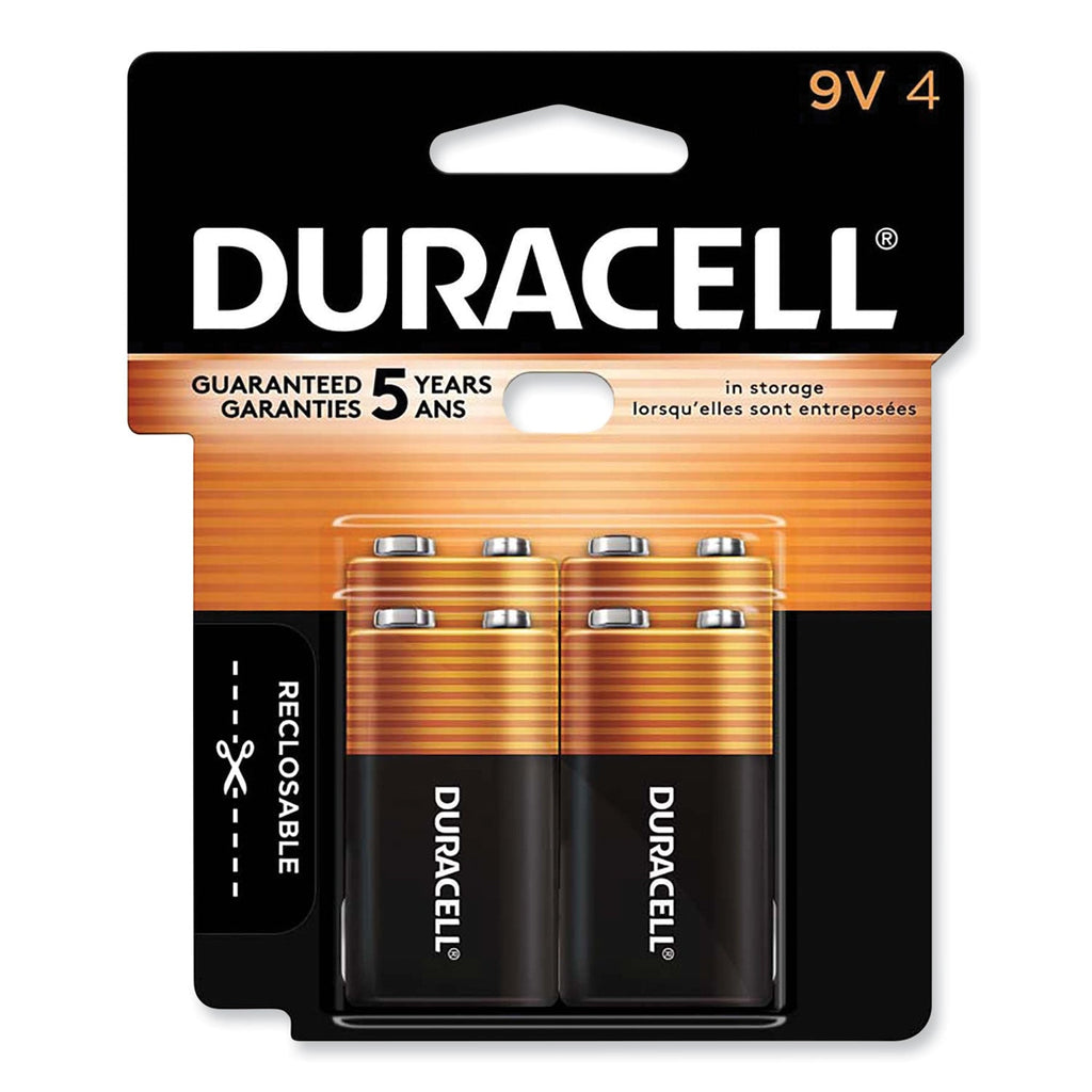 Duracell CopperTop Alkaline 9V Batteries, 4/Pack
