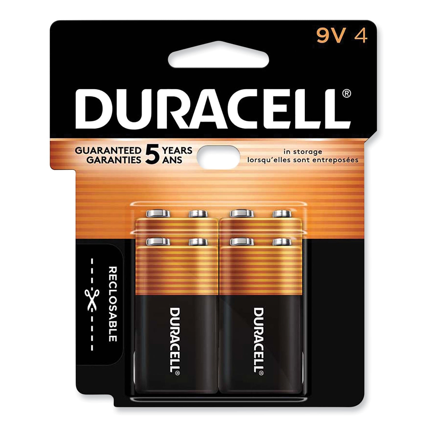 Duracell CopperTop Alkaline 9V Batteries, 4/Pack