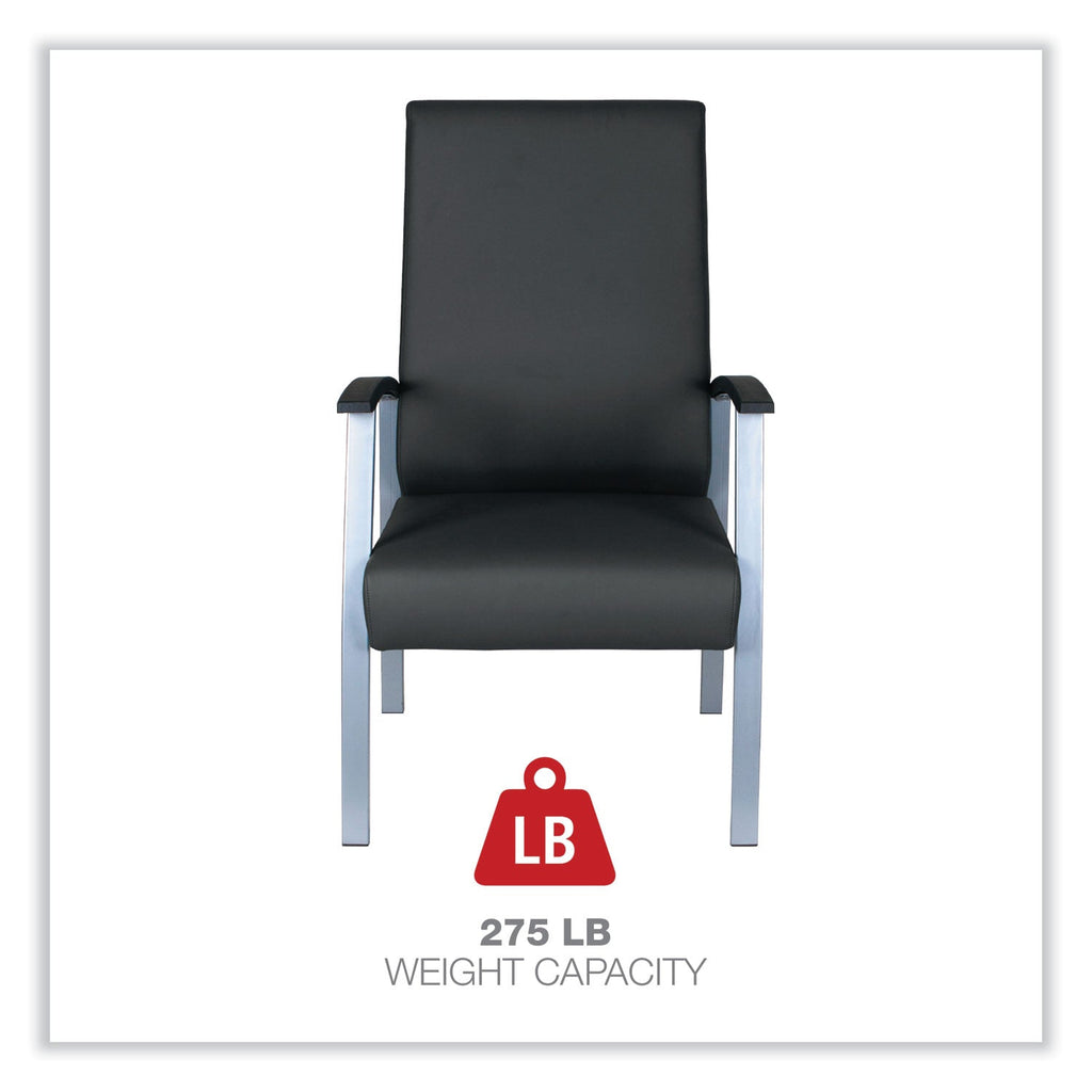 Alera metaLounge Series High-Back Guest Chair, 24.6" x 26.96" x 42.91", Black Seat/Back, Silver Base