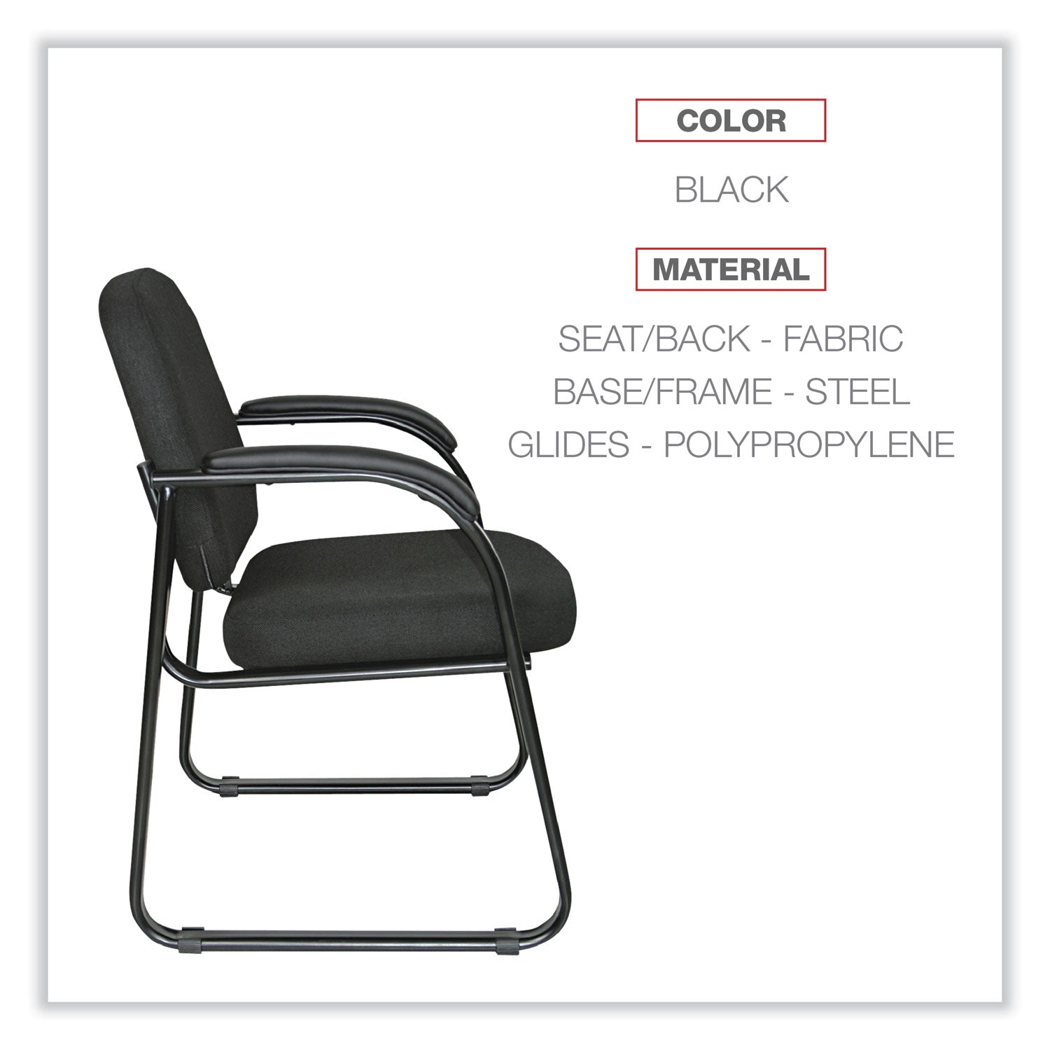Alera Genaro Series Half-Back Sled Base Guest Chair, 25" x 24.80" x 33.66", Black