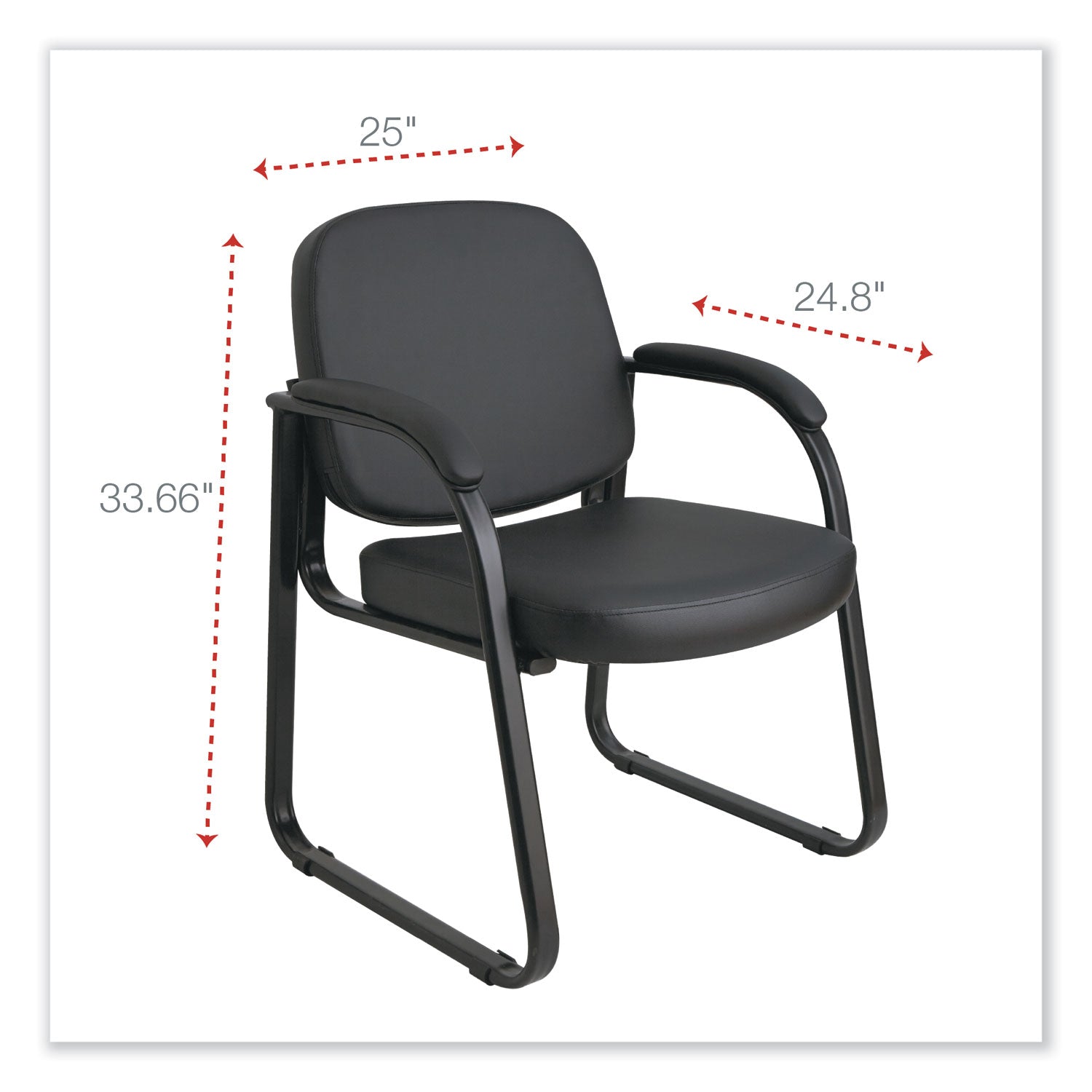 Alera Genaro Series Half-Back Sled Base Guest Chair, 25" x 24.80" x 33.66", Black