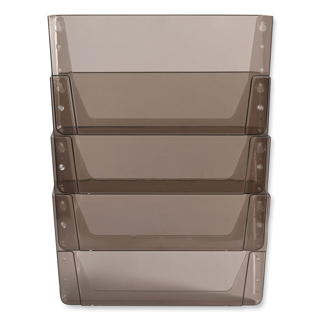 deflecto DocuPocket Stackable Four-Pocket Wall File, 4 Sections, Letter Size, 13" x 4", Smoke