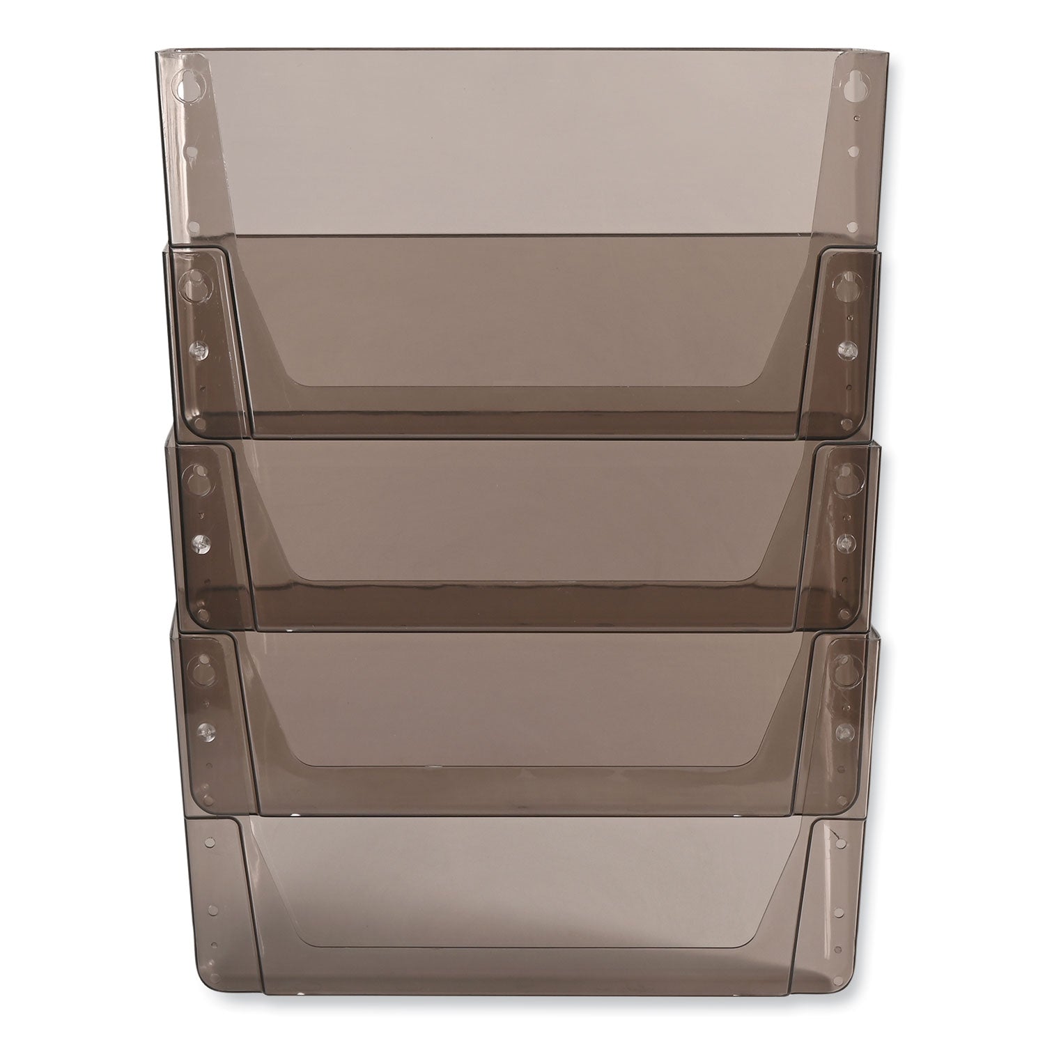 deflecto DocuPocket Stackable Four-Pocket Wall File, 4 Sections, Letter Size, 13" x 4", Smoke