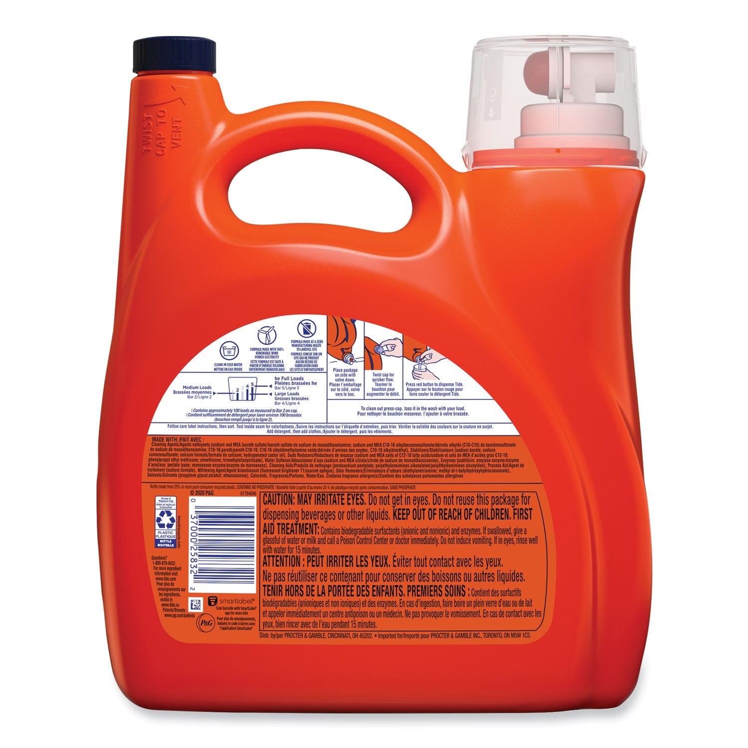 Tide Hygienic Clean Heavy 10x Duty Liquid Laundry Detergent, Original, 154 oz Bottle, 4/Carton