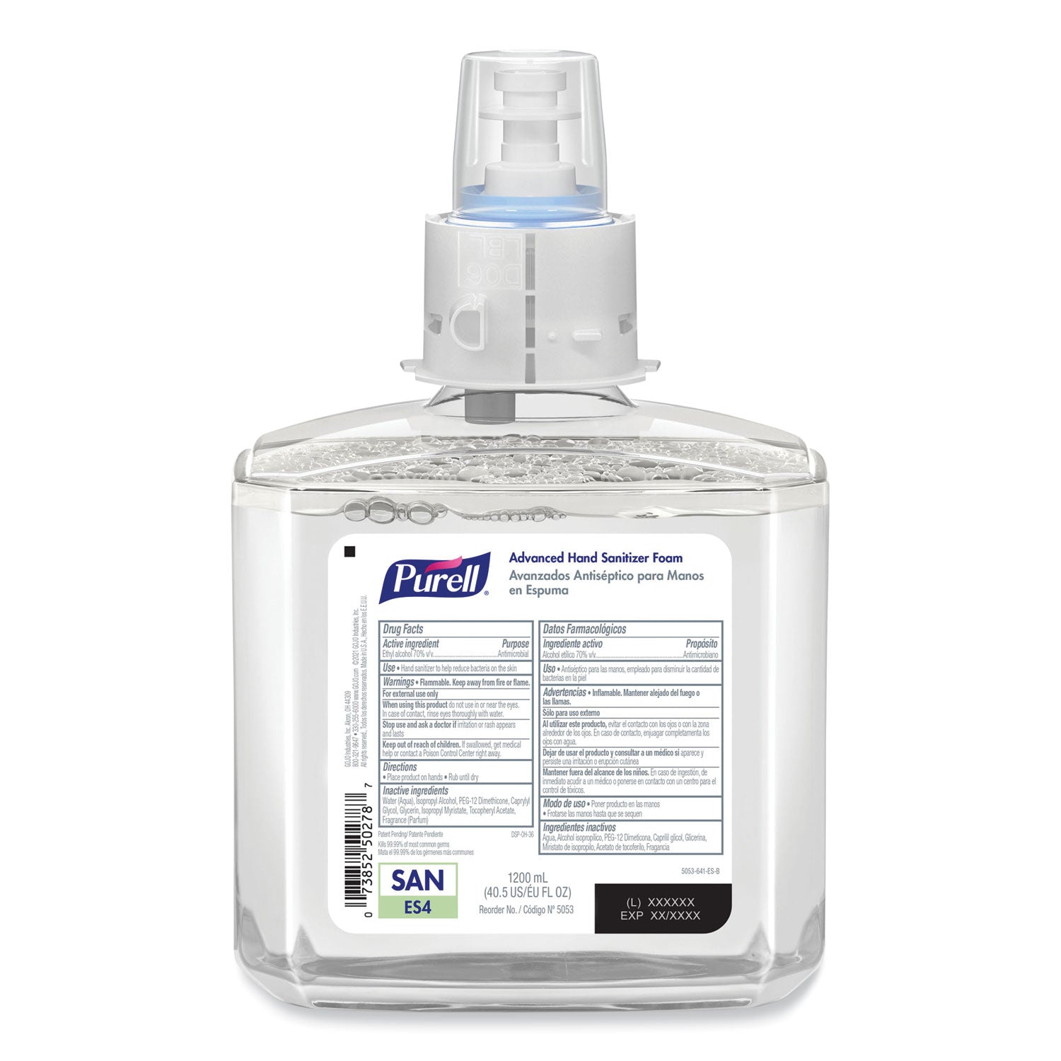 PURELL Advanced Hand Sanitizer Foam, For ES4 Dispensers, 1,200 mL Refill, Refreshing Scent, 2/Carton