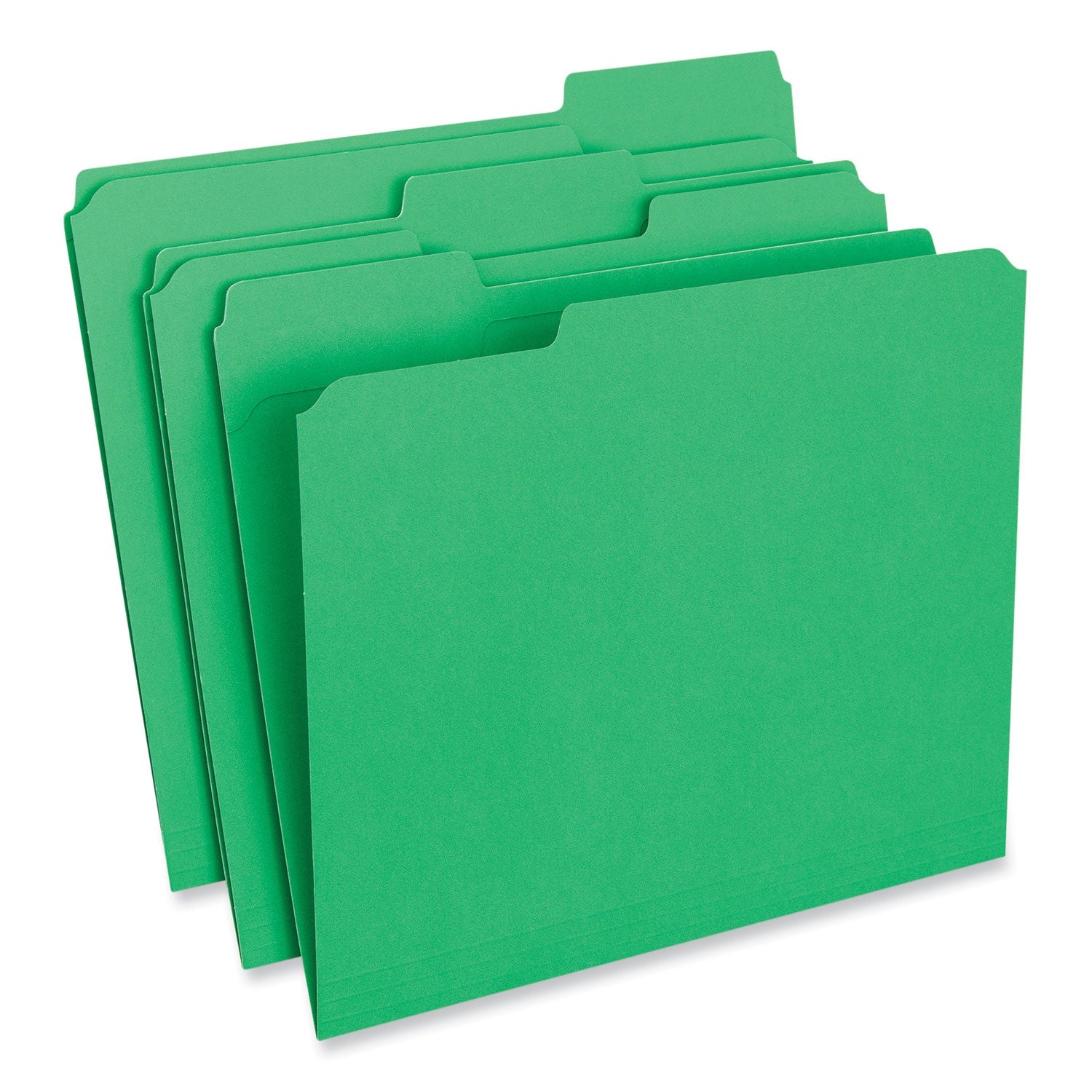 Universal Reinforced Top-Tab File Folders, 1/3-Cut Tabs: Assorted, Letter Size, 1" Expansion, Green, 100/Box