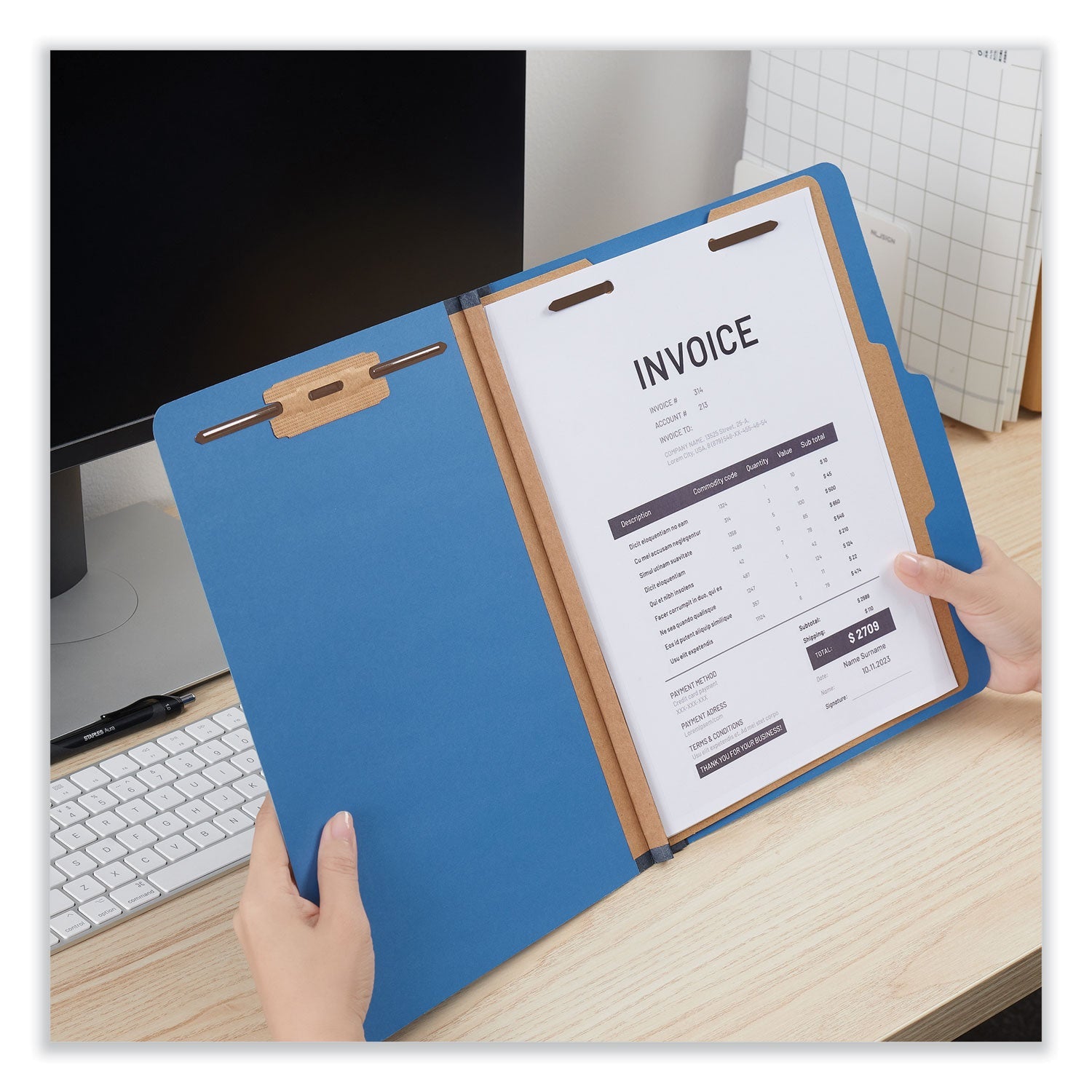 Universal Bright Colored Pressboard Classification Folders, 1 Divider, LETTER Size (8.5 x 11), Cobalt Blue, 10/Box