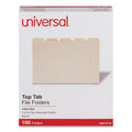 Universal Top Tab File Folders, 1/5-Cut Tabs: Assorted, Letter Size, 0.75" Expansion, Manila, 100/Box