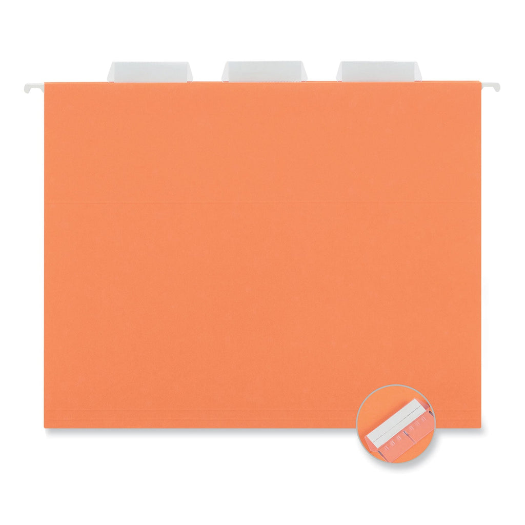 Universal Deluxe Bright Color Hanging File Folders, Letter Size, 1/5-Cut Tabs, Orange, 25/Box