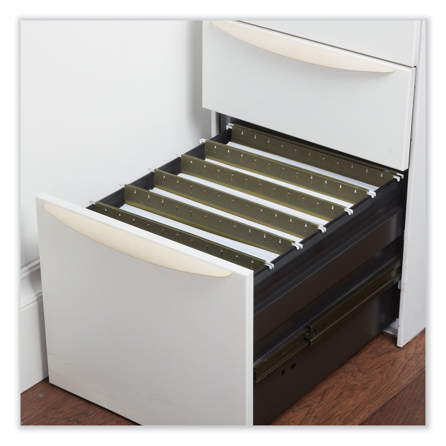 Universal Hanging Box Bottom File Pockets, 1 Section, 3.5" Capacity, Letter Size, Standard Green, 10/Box