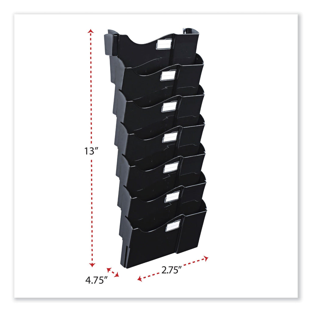Universal Grande Central Filing System, 7 Sections, Legal/Letter Size, Wall Mount, 16" x 4.75" x 38.25", Black, 7/Pack